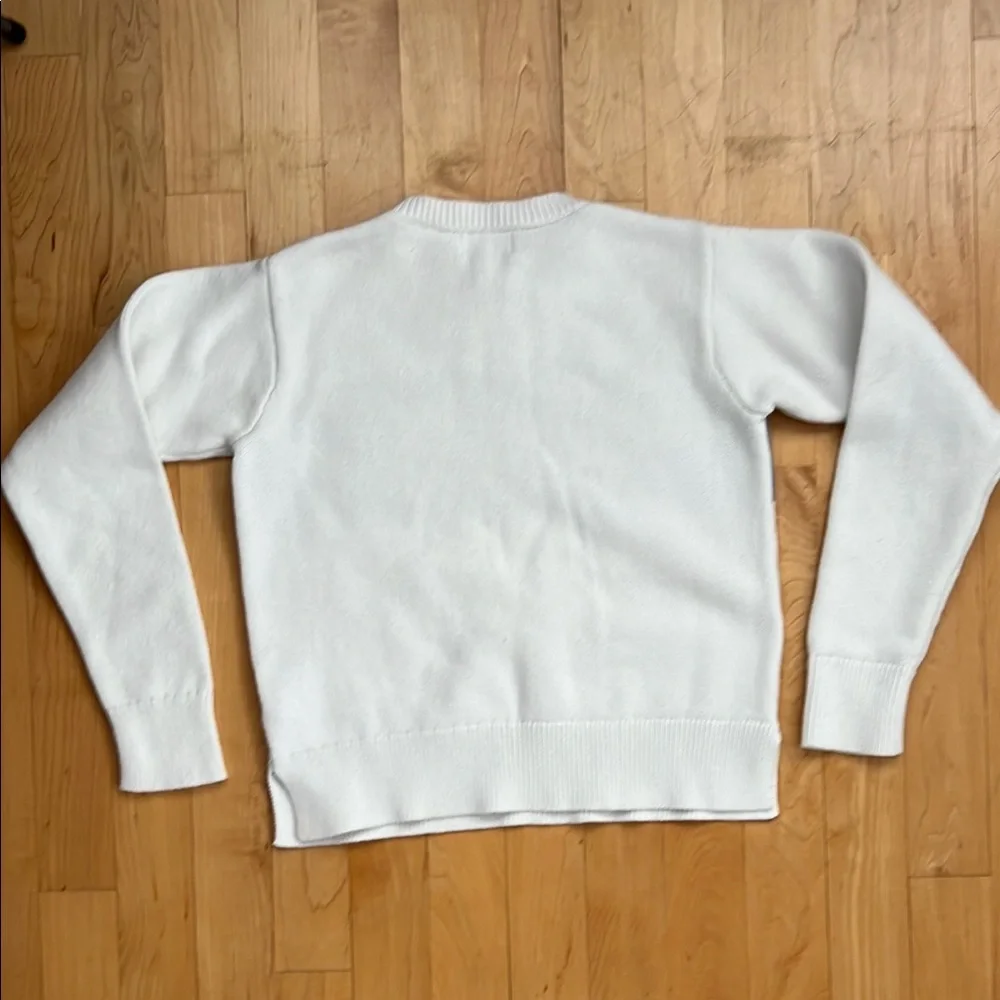 🏇M (8-10) Unisex White & Blue Logo Sweater by Polo by Ralph Lauren / Blue Label